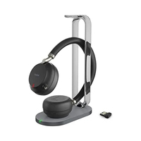 YEALINK WIRLESS BH72 TEAMS STEREO HEADSET W/CHARGE STAND, BT51 USB-A DONGLE, BLK, USB-A